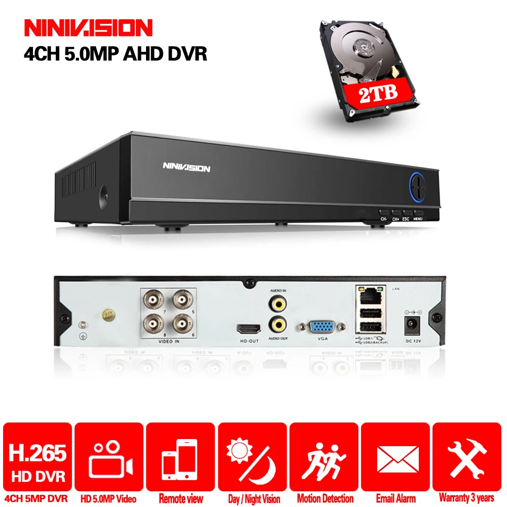Новейшая AHD H.265/H.264 DVR Цифровая запись Vidoe поддержка аналоговых CVI TVI ip камера