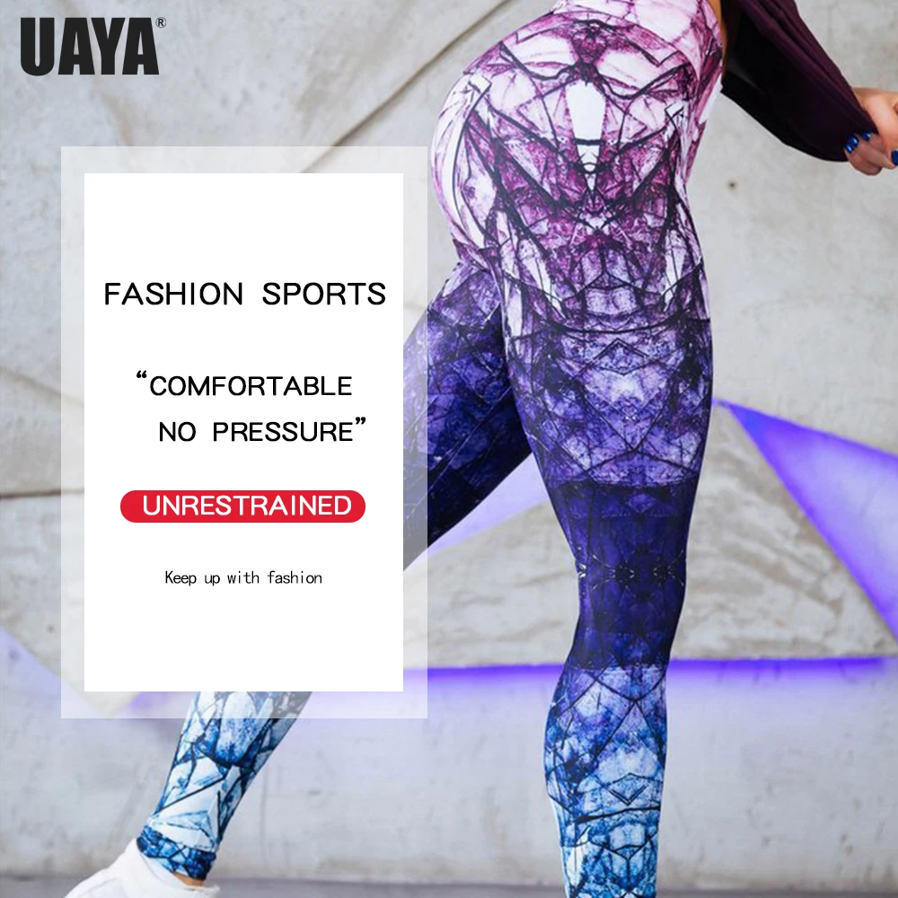 UAYA 2019 горячие новые женские штаны для йоги 3D Печатные Леггинсы эластичные фитнес