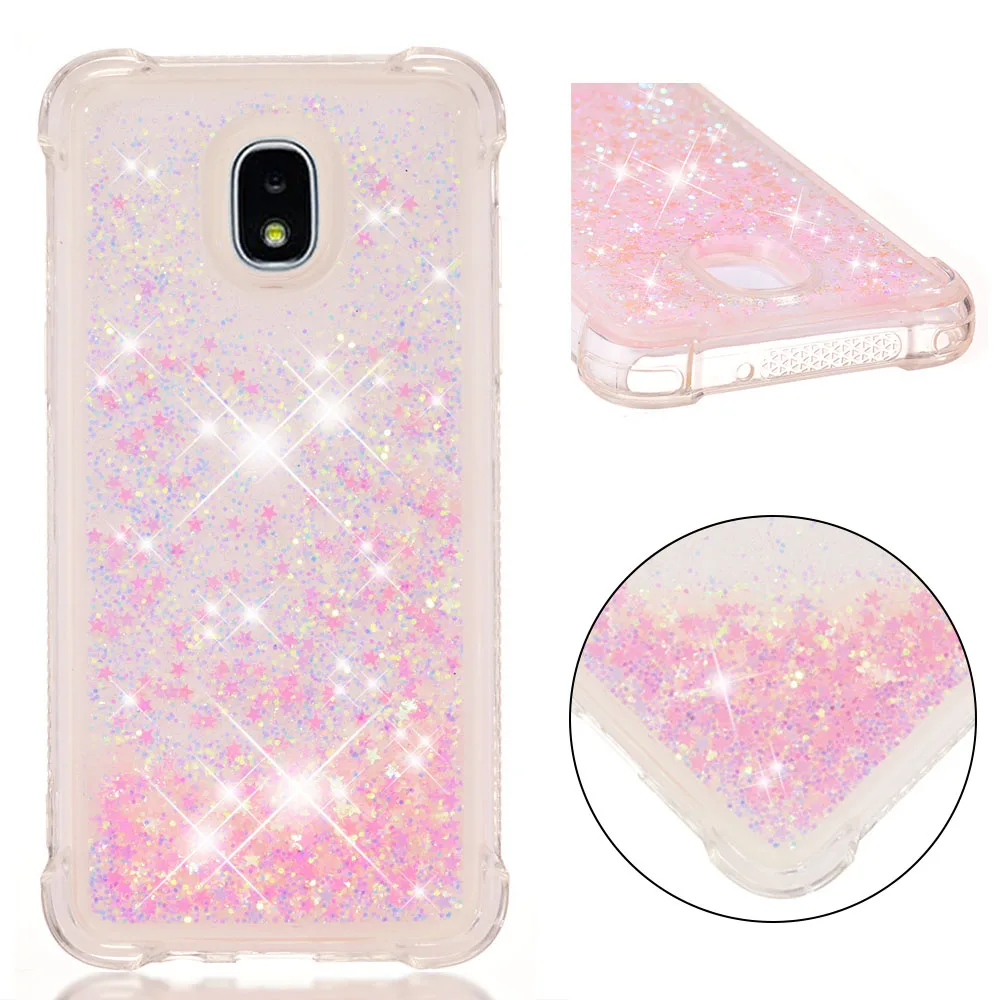 Блестящий чехол для Samsung Galaxy J3 Star V Aura aure 2018 Sol 3 Express Amp Prime Dynamic Love Heart