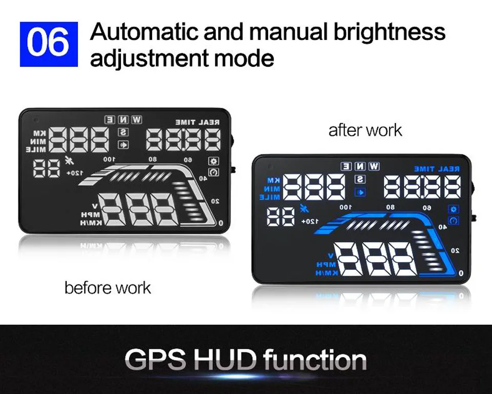 5," Современный Hud gps измеритель скорости автомобиля дисплей скорость ing сигнал цифровой скорость лобовое стекло проектор бортовой компьютер компас