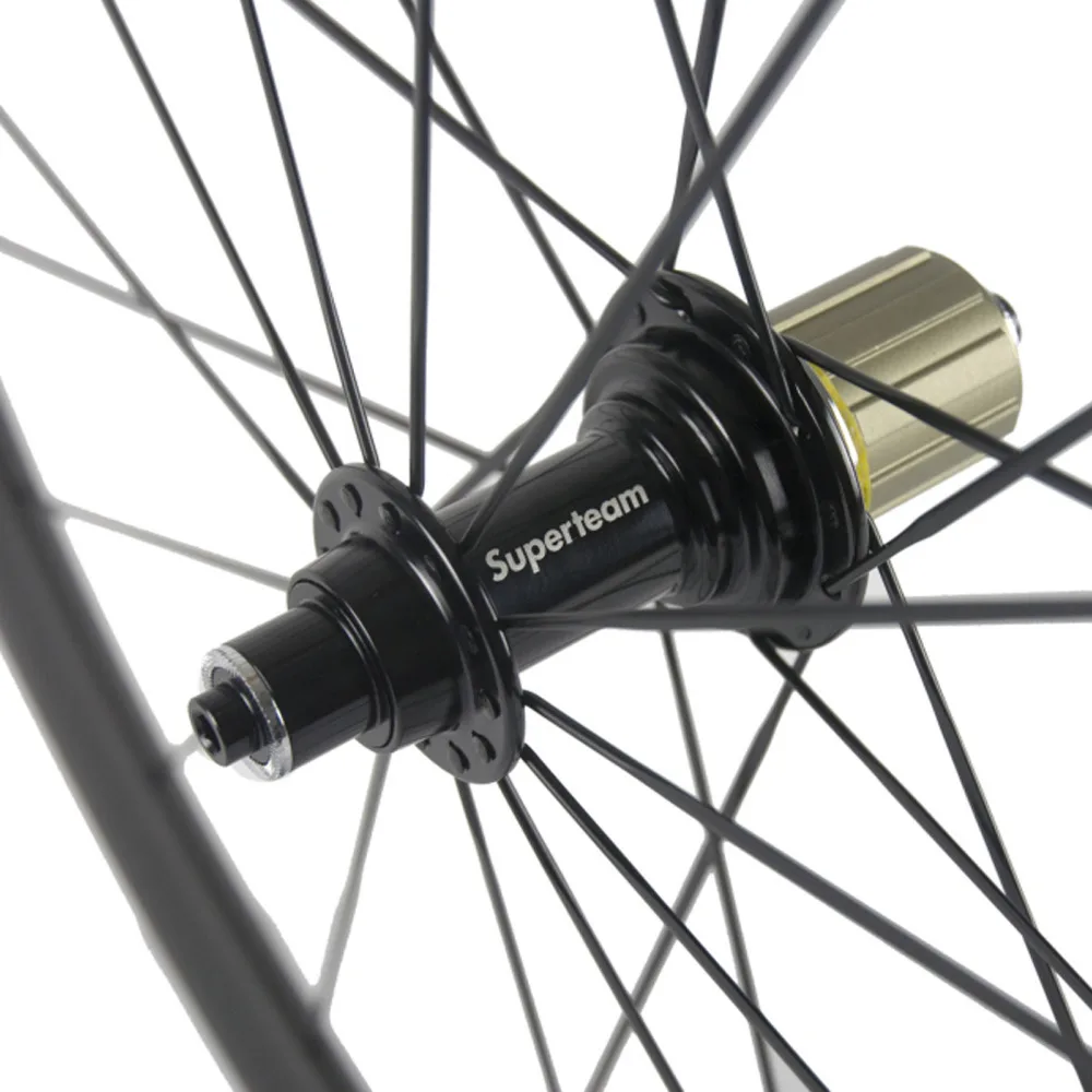 Колесная пара Superteam полностью карбоновая 50 мм клинчерная поверхность торможения