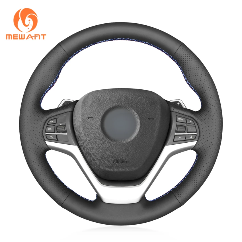 Черный чехол рулевого колеса автомобиля MEWANT из натуральной кожи для BMW X5 F15 2013
