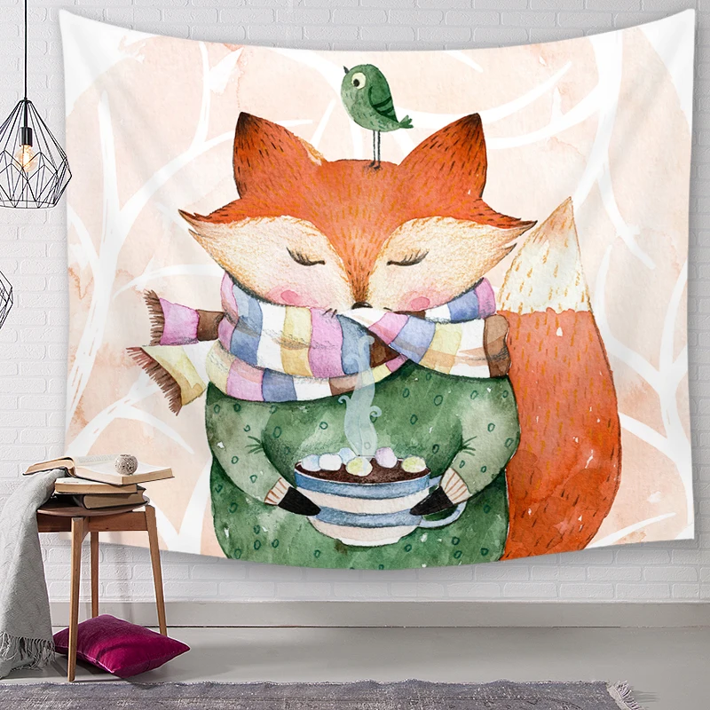 Висячие настенные гобелены с изображением лисы мандалы богемный гобелен пейзаж