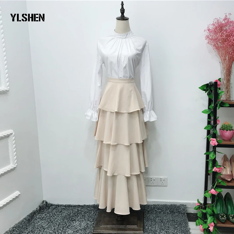 Юбки с оборками пастельные Faldas Mujer Moda 2019 длинная Турецкая юбка макси высокой