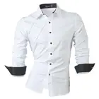 Модная мужская классическая рубашка Jeansian, повседневная приталенная дизайнерская рубашка на пуговицах с длинным рукавом, белого цвета, 2028