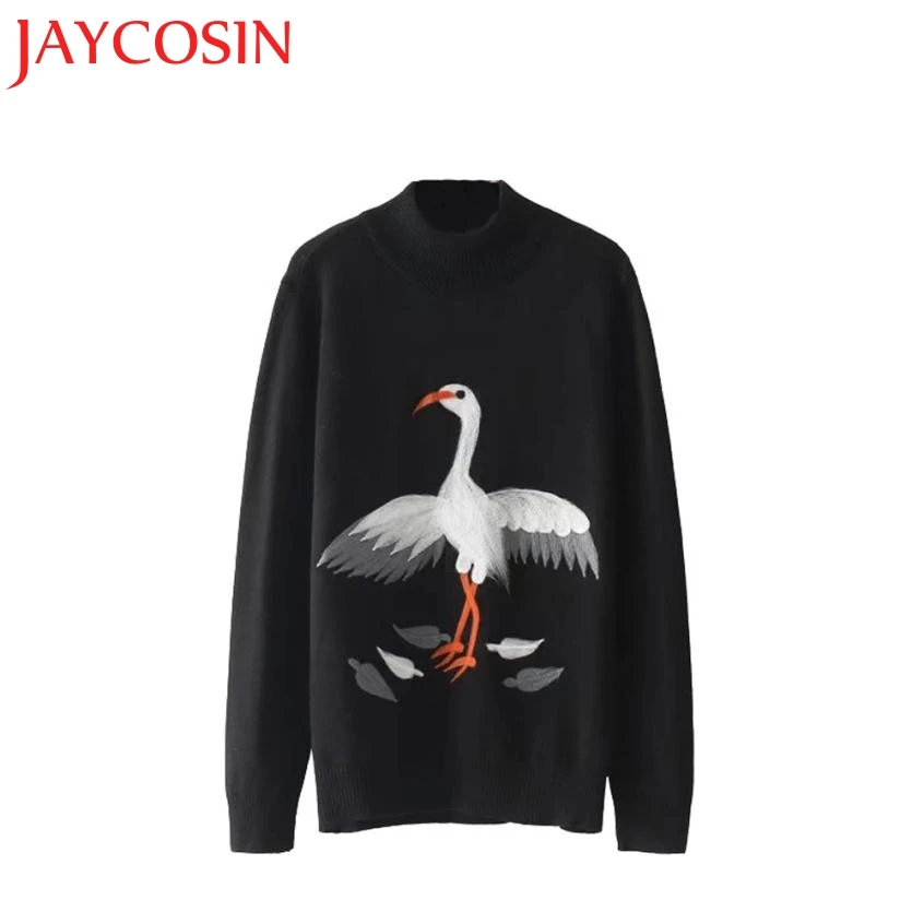 JAYCOSIN 2018 женский осенне-зимний Новый Повседневный стиль свитер с красным краном