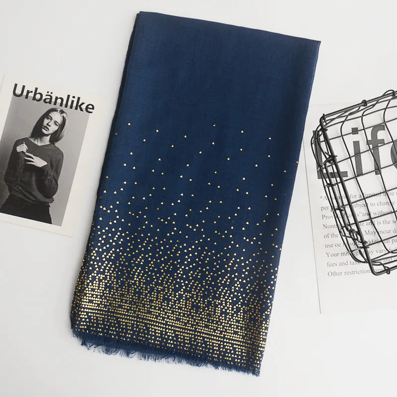 Женские Геометрические шарфы с тройником гладкий Золотой блестящий шарф простой