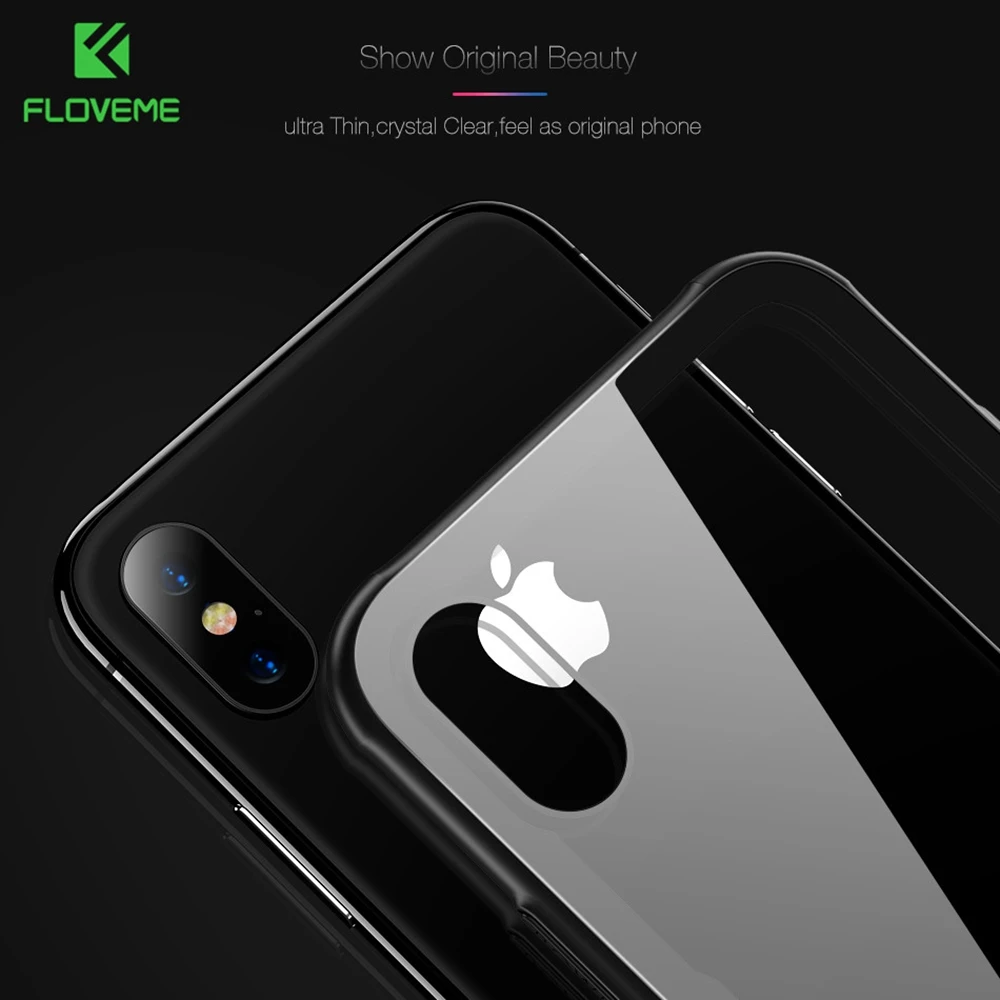 FLOVEME чехол на айфон 7 6 s 8 закаленное стекло для iPhone X XR XS Max S Plus Прозрачный
