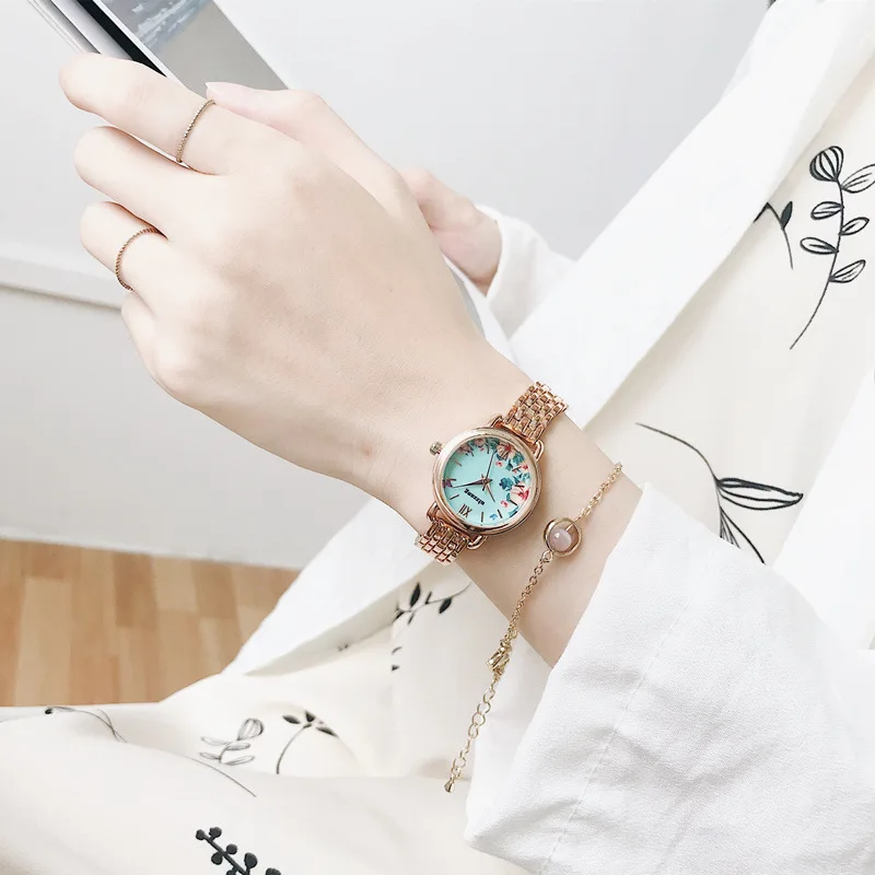 Fashion flower women watches rose gold stainless steel ladies wrist watch 2019 popular young clock gift reloj mujer | Наручные часы