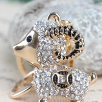 lamb sheep fortune coin cute crystal rhinestone charm pendant purse bag key ring chain creative wedding party christmas gift