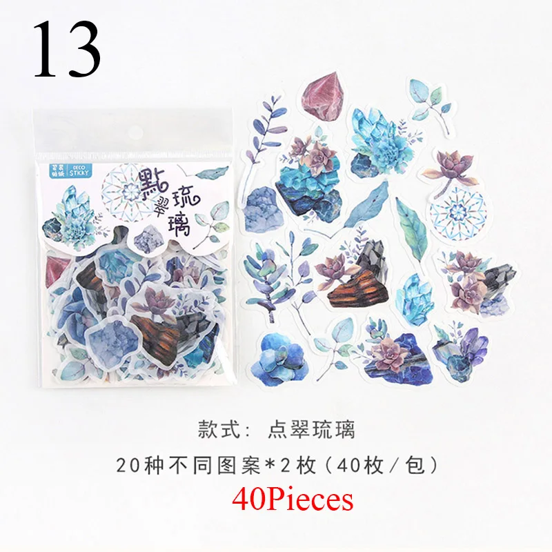 13 40 шт./упак. милые Животные наклейки Kawaii Flower Наклейки Новинка клей наклейки для детей DIY дневник в стиле Скрапбукинг фото Ablums - Цвет: 13