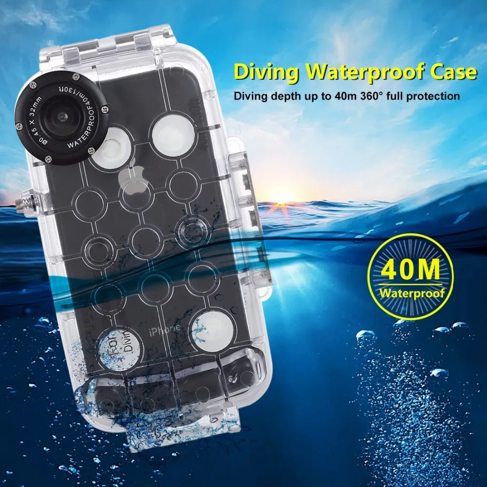 PULUZ 40 м/130 футов Водонепроницаемый чехол для iPhone 7 8 7P 8P XR XS MAX корпус дайвинга фото и