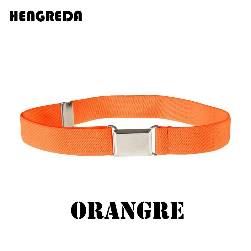 Orange Эластичный пояс для детей; регулируемый ремень с магнитной пряжкой для маленьких мальчиков и девочек; ремни для джинсов; брюки - Цвет: Orange