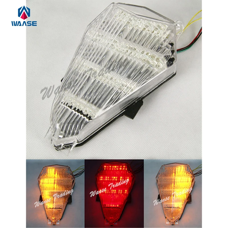 

waase Rear Taillight Tail Brake Turn Signals Blinker Indicator Integrated Led Light Lamp Clear Lens For 2006 2007 YAMAHA YZF R6