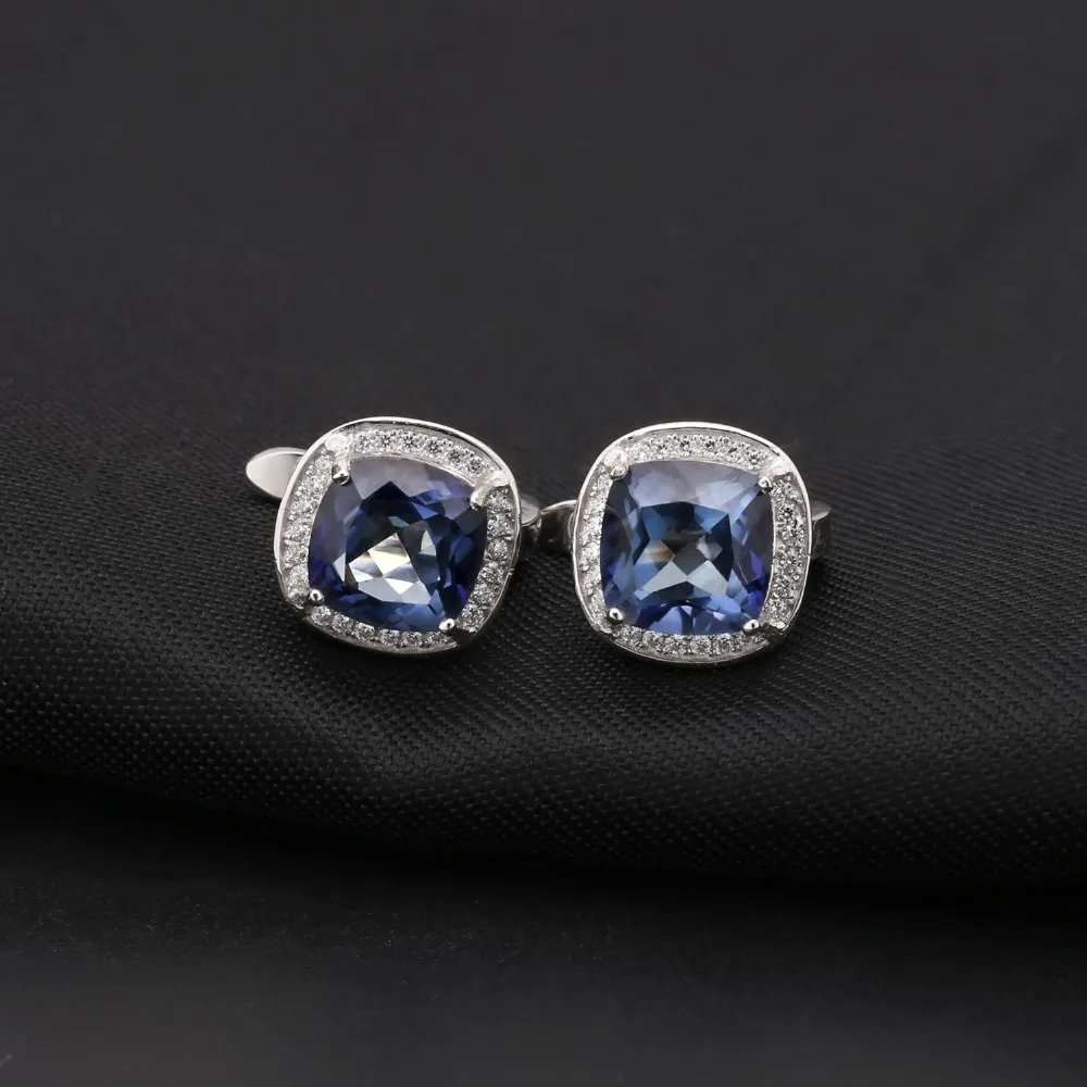 Gem's Ballet 4.4Ct натуральный иолит синий мистик кварц серьги гвоздики 925 пробы серебряные Винтажные серьги для женщин хорошее ювелирное изделие