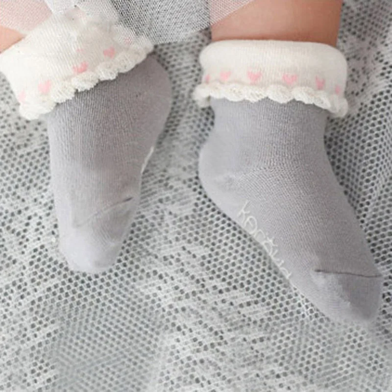Мягкие носки для малышей meia calcetines кружева принцесса носочки для девочки хлопок младенческой новорожденных лодыжки Детские теплые носки для новорожденных носки для мальчиков и девочек - Цвет: grey