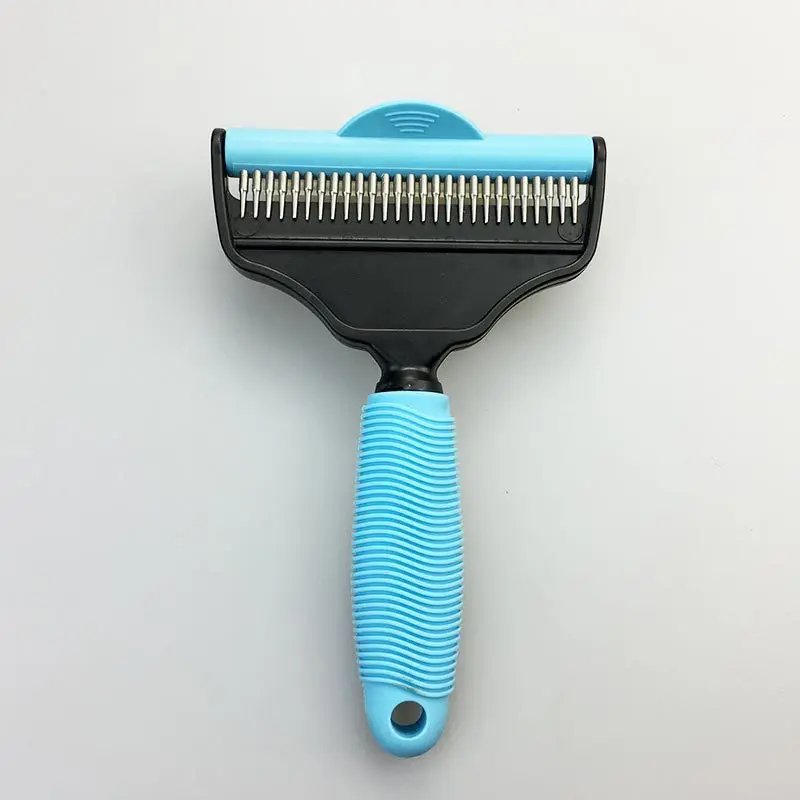 light blue Двойное использование роторная расчески для домашних животных собака Мех удаления волос кошка Уход за щеткой Инструменты съемная щетка домашних животных Триммер расчески для кошки товар для животных - Цвет: light blue