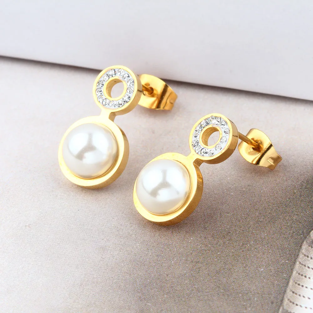 Женские серьги гвоздики из нержавеющей стали с цирконом|Серьги-гвоздики| |