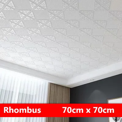 Rhombus 70 x 70cm Стиль крыши украшения обои 3d стерео наклейки на стены водонепроницаемый Потолок наклейка спальня потолок самоклеящиеся обои - Цвет: Rhombus 70 x 70cm