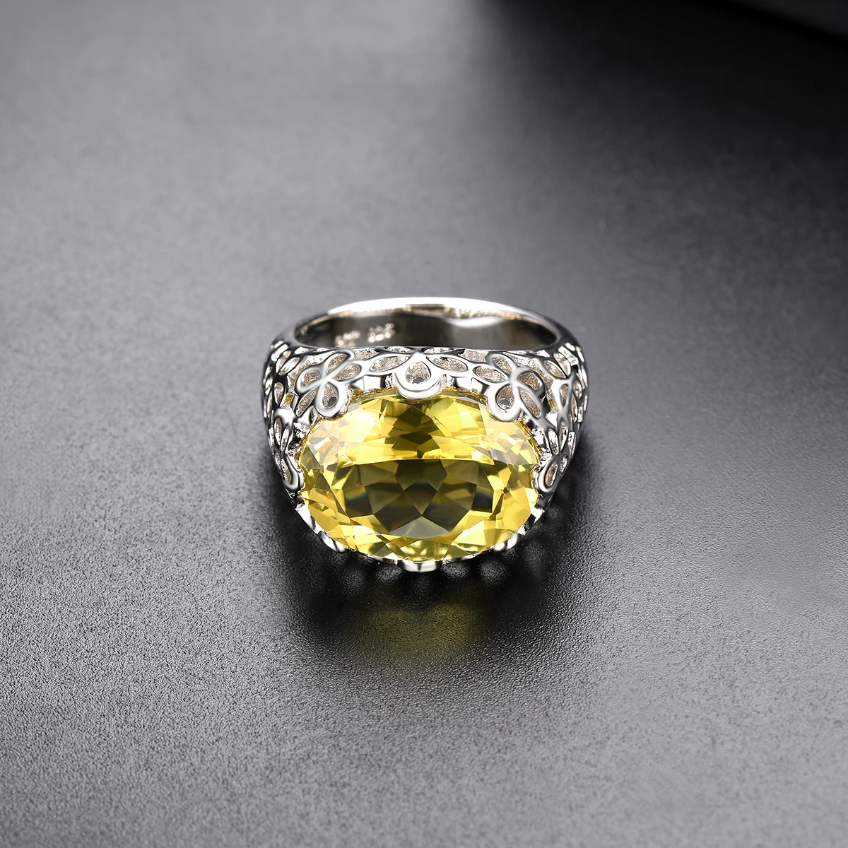 Hutang 8.60ct лимонный кварц обручальное кольцо натуральный драгоценный камень 925 пробы серебряные кольца изящные элегантные ювелирные изделия для женщин подарок