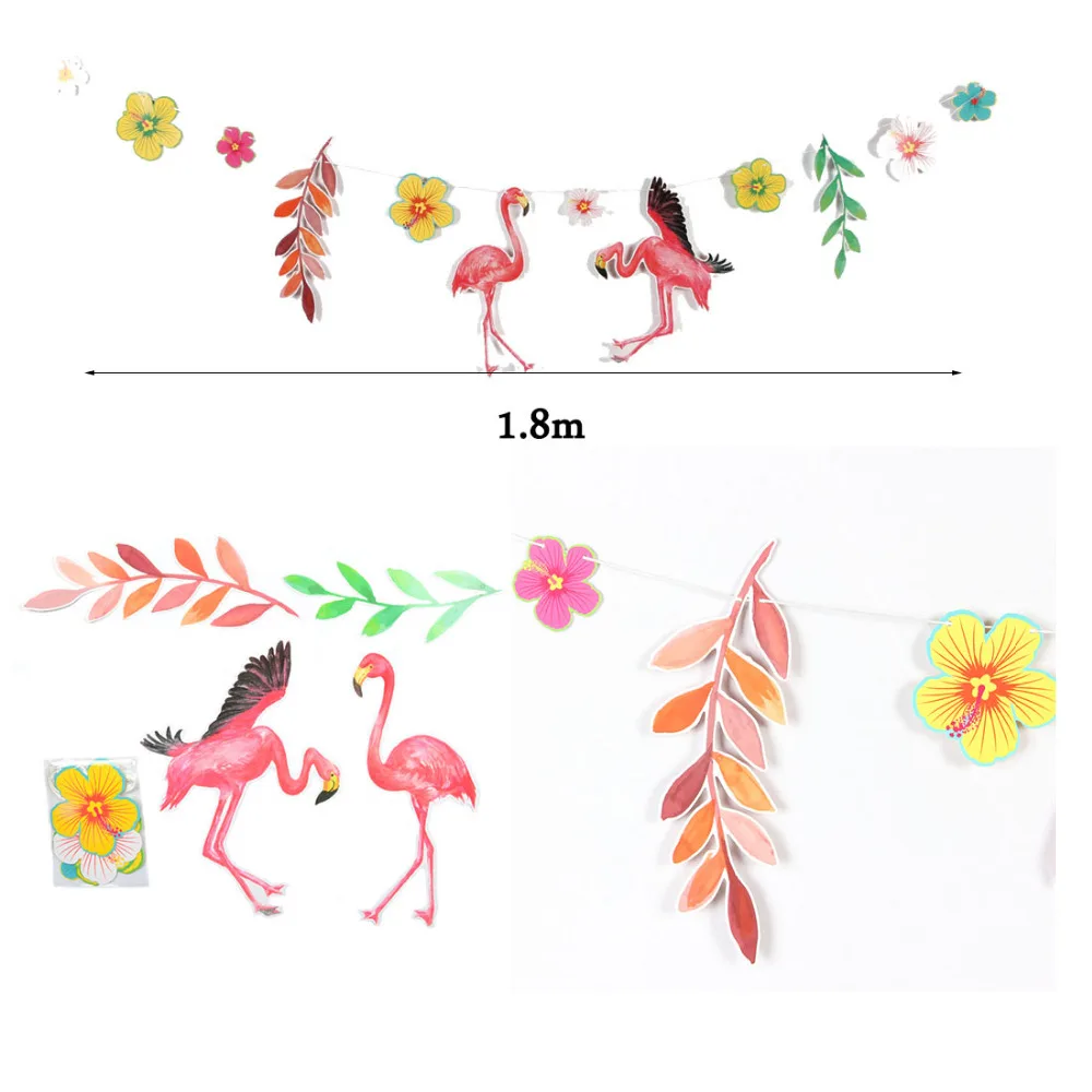 Летний комплект украшений для вечеринки баннеры тропические фламинго на день