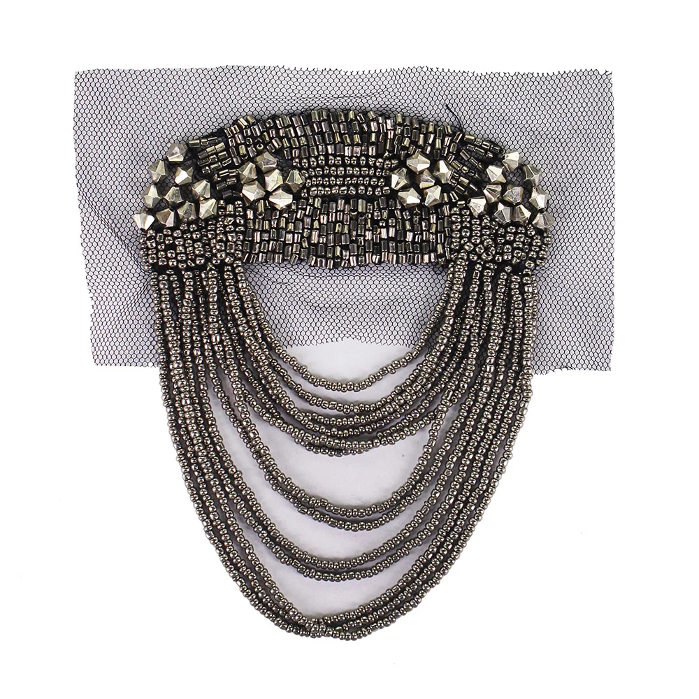 Ручная вышитая бусинами доска через плечо с кисточками и эполетами аппликация на