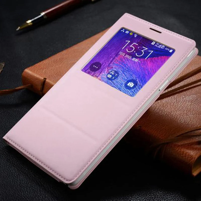 Asuwish откидная крышка кожаный чехол для Samsung Galaxy Note 4 Note4 N910 N910F N910H телефона чехол Smart View с чип