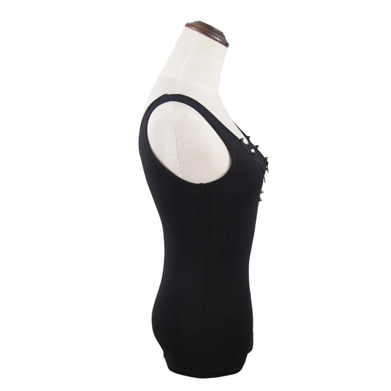 Чёрные сексуальные женские майки без рукавов в стиле панк готика|vest shirt|top