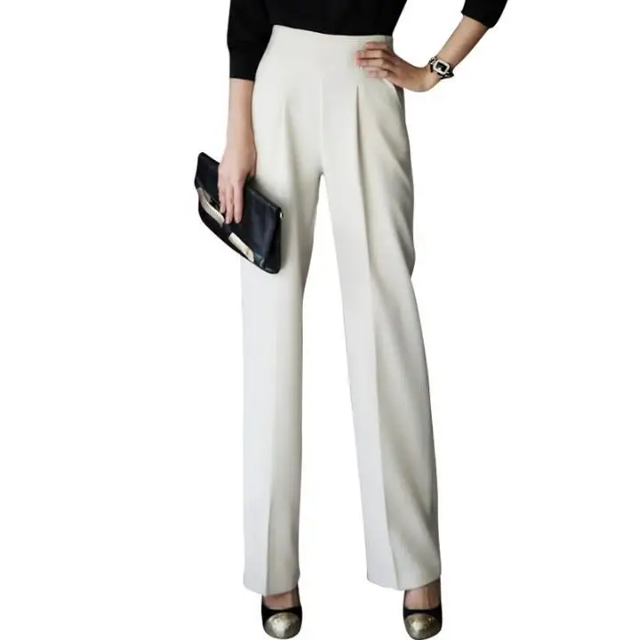 Primavera Verano 2020 nuevos Pantalones anchos sueltos blancos delgados coreanos de cintura alta para mujer nuevo ropa moda|Брюки| |