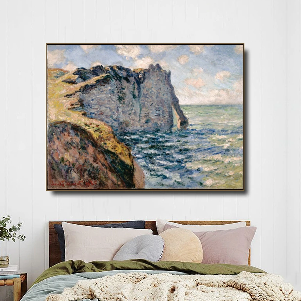 Картина на холсте Cliff The of Aval Etrétat Posters Monet постеры с принтом настенные картины для