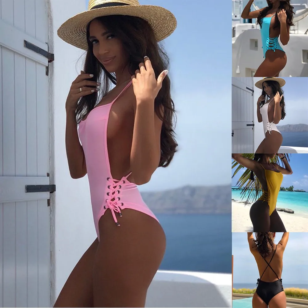 Бикини 2020 сексуальный женский комплект бикини купальник пуш ап сплошной цвет