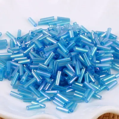 AB Lake Blue 400 шт прозрачные Стекло трубки Бусины 2*6 мм Серебряное ядро Чешский Стекло бусины Стеклярус вышивка ювелирных изделий DIY аксессуары для одежды - Цвет: AB Lake Blue