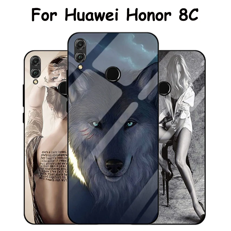 Чехол из закаленного стекла для Huawei Honor 8C 6 26 дюйма чехлы 8 C задняя крышка защитный