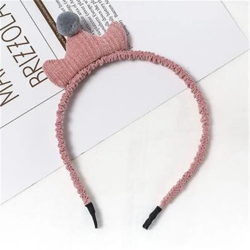 4 Pink Милые двухслойные ободки для волос с кроличьими ушками и короной; головные уборы для девочек; Детские сетчатые повязки на голову с бантом; эластичная лента; Детские аксессуары для волос - Цвет: 4 Pink