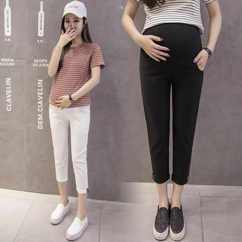 Хлопковые брюки для беременных Бриджи карандаш Одежда тонкая льняная одежда