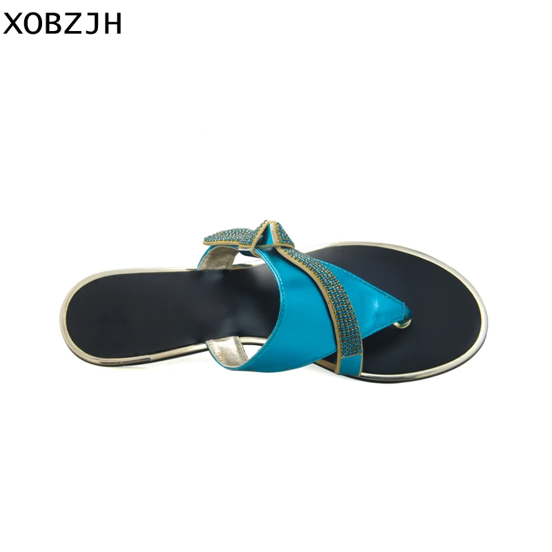 XOBZJH/2018 женские босоножки модные пикантные на плоской подошве со стразами летние