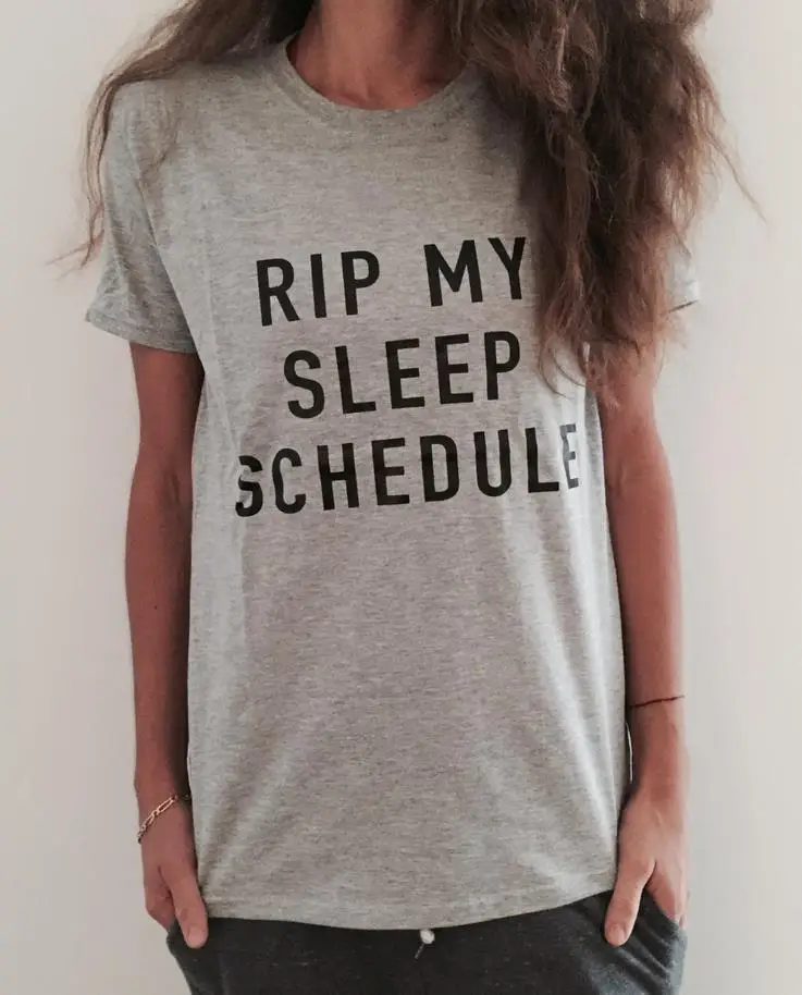 Женская футболка с принтом надписей RIP my sleep забавная хлопковая Повседневная для