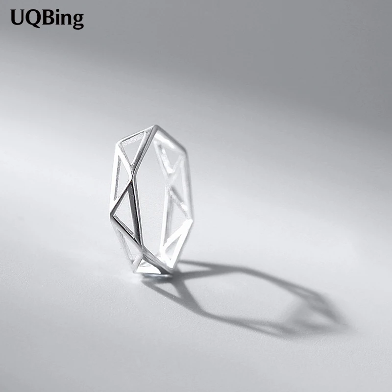 Винтажное Ретро геометрическое кольцо 925 пробы Серебряные Кольца Открытые