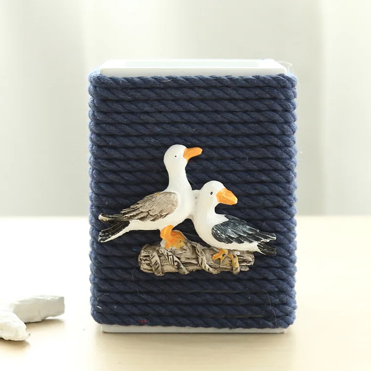 Деревянный пенал в средиземноморском стиле с квадратной веревкой предметы