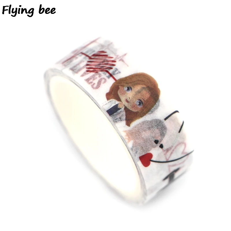 Flyingbee 15 мм X 5 м Бумага васи клейкие ленты серый Анатомия Мода клейкая лента DIY Скрапбукинг наклейка этикетка маскирующая лента X0347