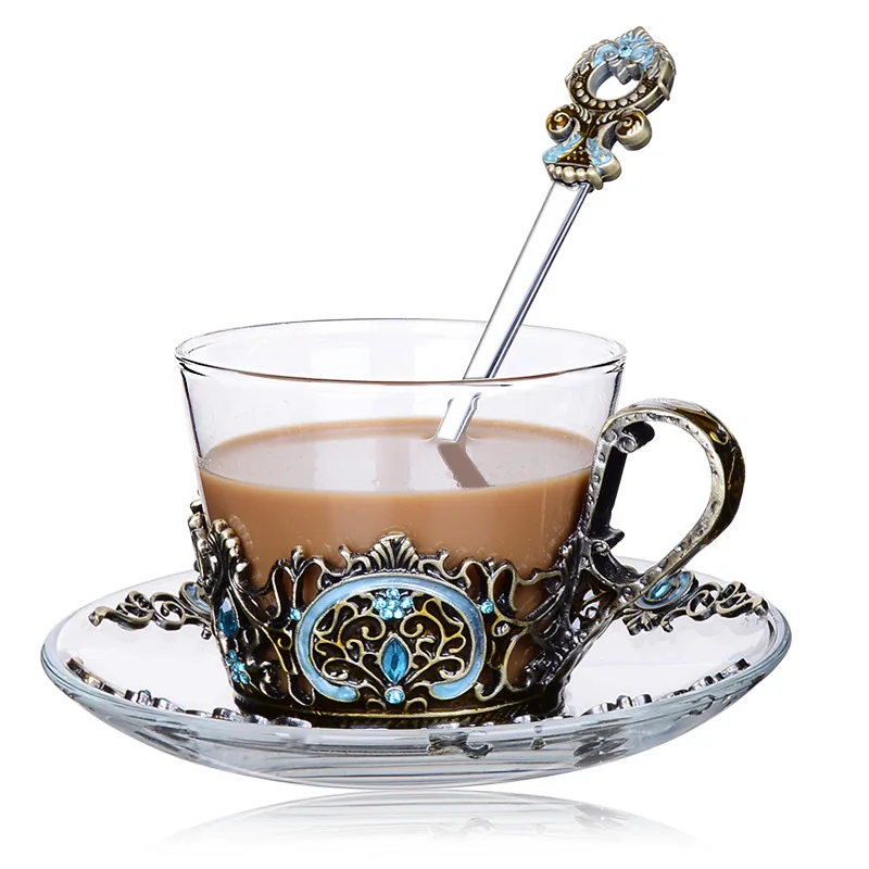 Эмалированная прозрачная стеклянная кружка для кофе и чая 1 шт. термостойкая