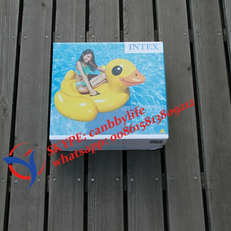 Intex желтая утка надувная езда на надувной бассейн плавающая остров лежак плот для - Фото №1