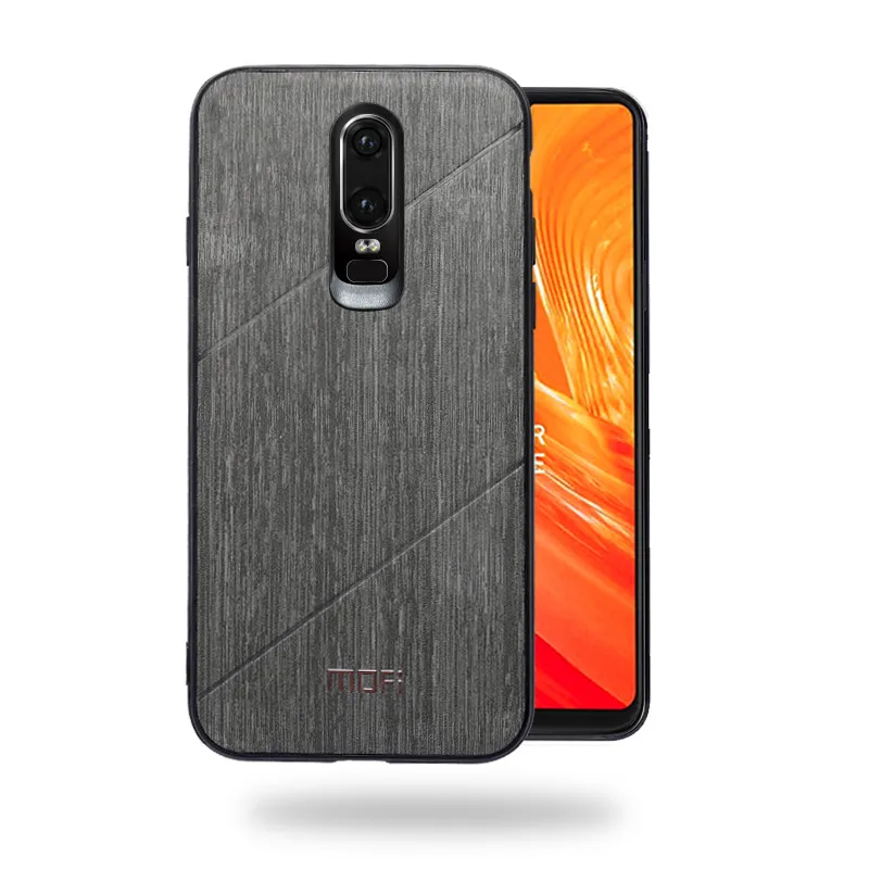 MOFi oneplus 6 Чехол one plus 6 задняя крышка Жесткий защитный чехол Роскошный oneplus 6 бизнес черный 1+ 6 Чехол - Цвет: black