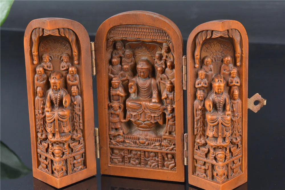 Очень яркая (1638-1681) Статуя Boxwood QUN XIAN TU бесплатная доставка | Дом и сад