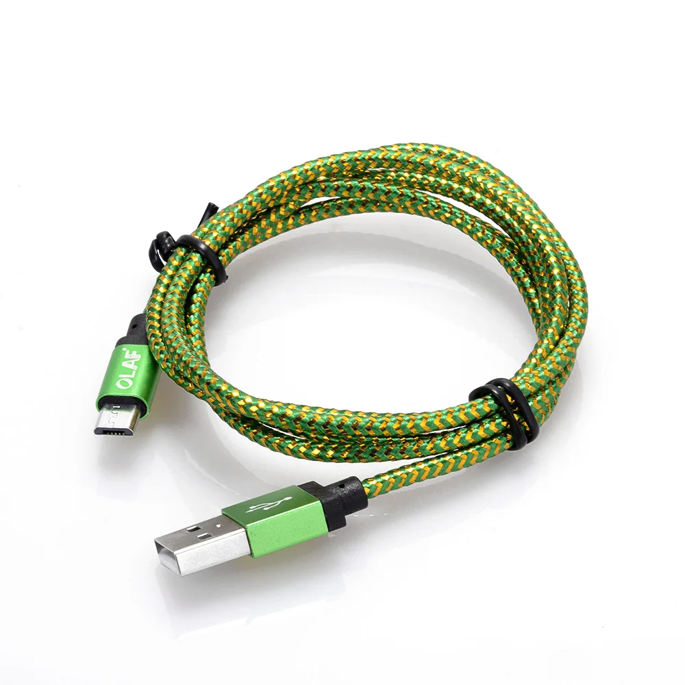 Green Олаф микро USB кабель 1 м 2 м 3 м 2A нейлон быстрое зарядное устройство USB кабель для передачи данных для samsung Xiaomi LG Android мобильный телефон usb кабель для зарядки - Цвет: Green