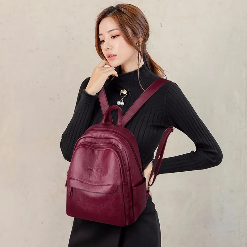 Женские кожаные рюкзаки, высокое качество, Sac A Dos Femme, женский рюкзак, Роскошный дизайнерский рюкзак, брендовый Повседневный Рюкзак
