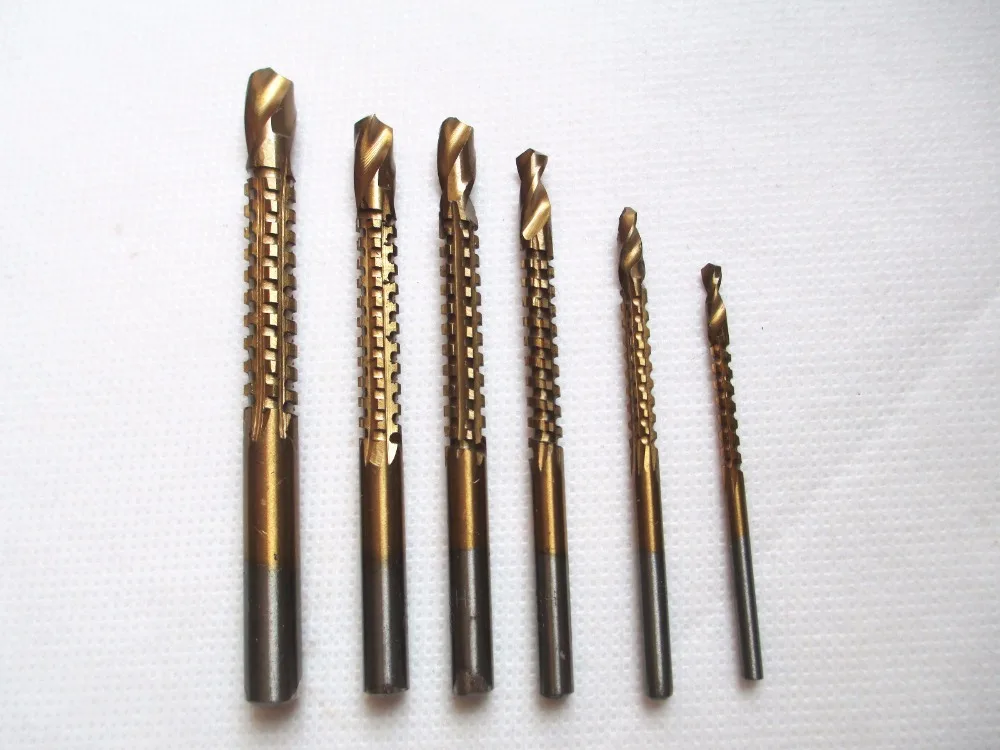 6 шт. сверла с титановым покрытием для фрезерования отверстий по дереву и