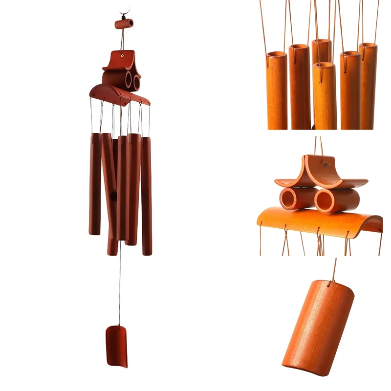 Бамбуковые деревянные колокольчики подвесные украшение для сада кольца счастья