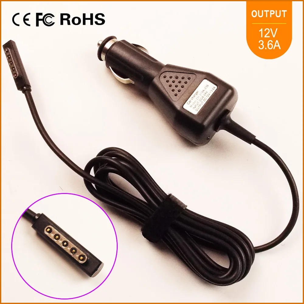 

12V 3.6A Laptop Car DC Adapter Charger for Microsoft Surface 2 /Surface RT 10.6 /Surface PRO 128GB 64GB Tablet