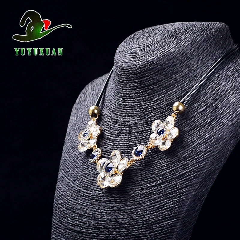 Exquisite Flower Crystal Necklace Sweater Chain M5002 |